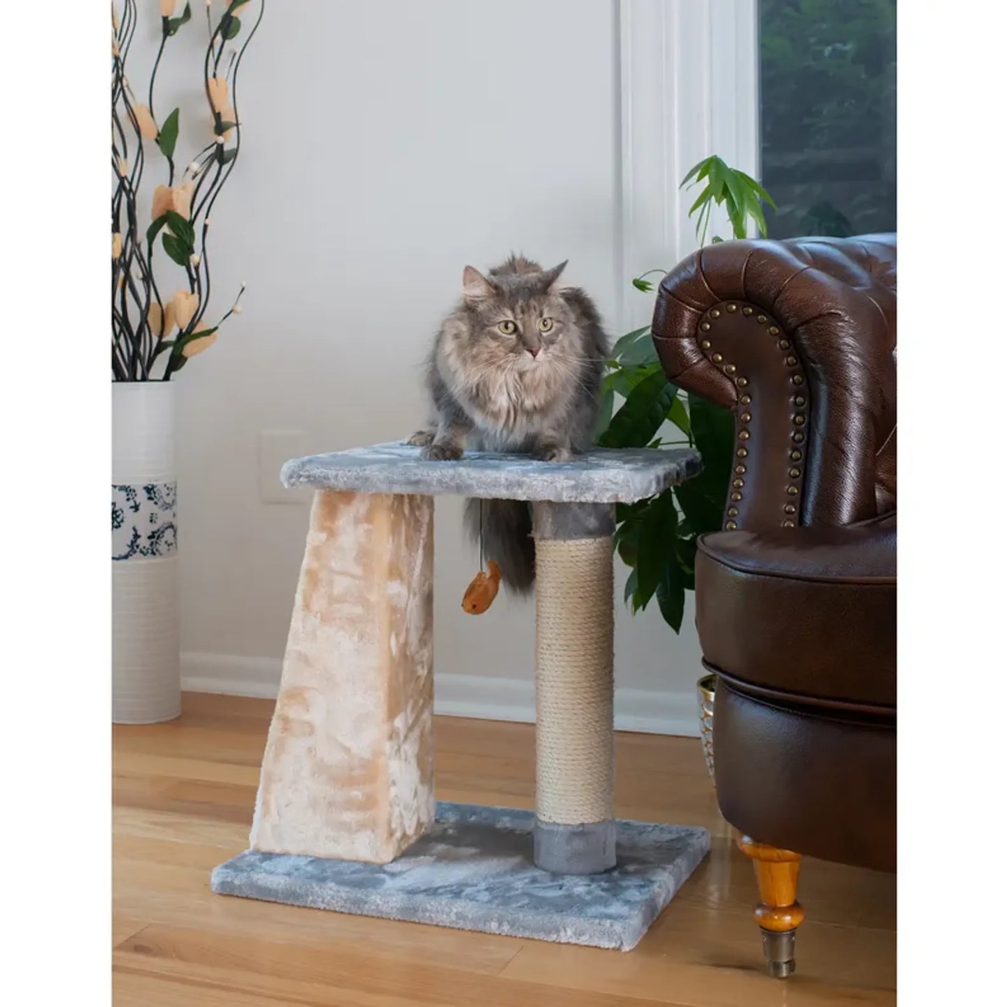 Armarkat 2 Level Platform Scratcher Real Wood Cat Post