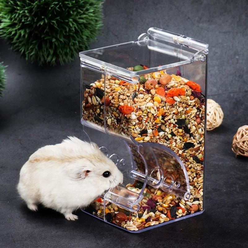 Transparent Plastic Hamster Feeder Food Box - Innovative Fixable Design