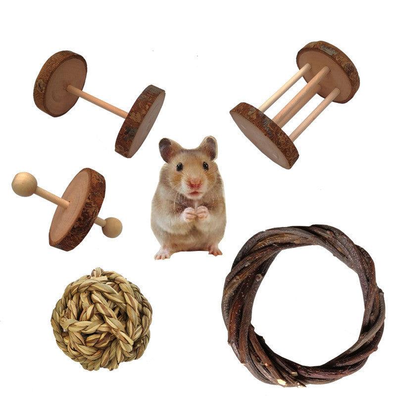 Natural Wood Play Molar Toy Set For Hamsters, Rabbits, And Birds