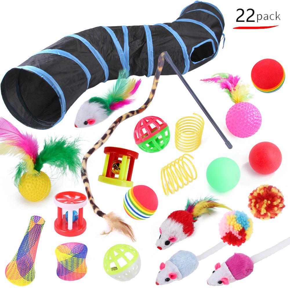 22-Piece Funny Cat Toy Set With Cat Tunnel - Interactive Pet Toys For Endless Fun