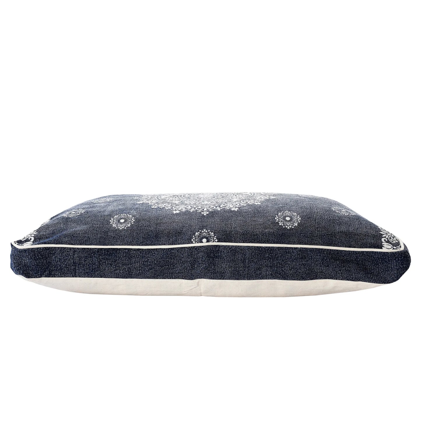 24" X 36" Stonewashed Blue Medallion Pillow Style Pet Bed With Removable Cover