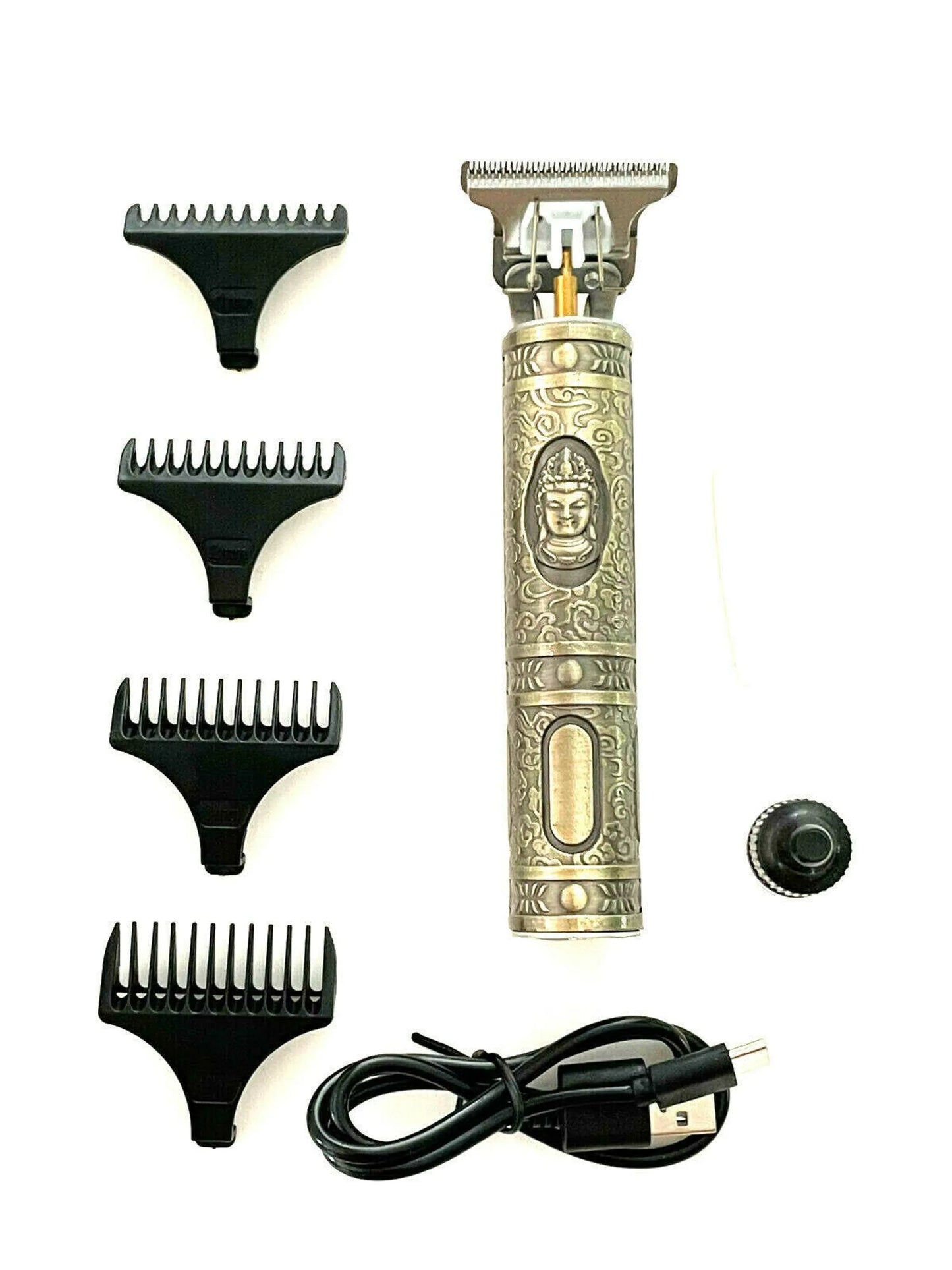 Professional Men's T-liner T-blade USB Rechargeable Cordless Shaving Grooming Haircut Styling Kit Buddha