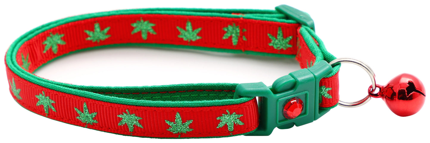 Marijuana Leaves Breakaway Cat Collar