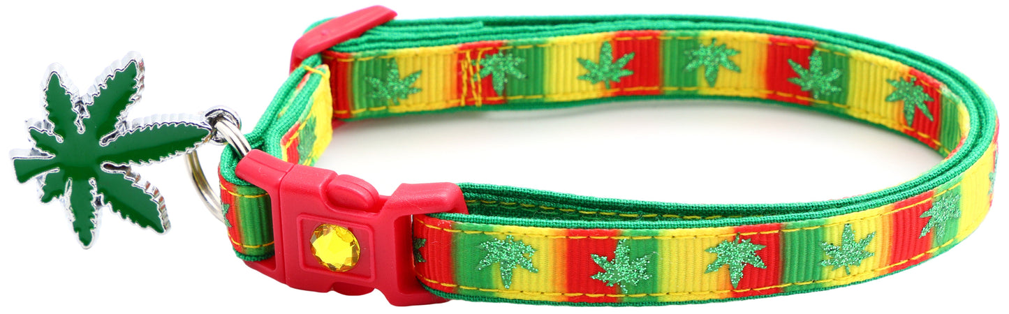 Marijuana Leaves Breakaway Cat Collar