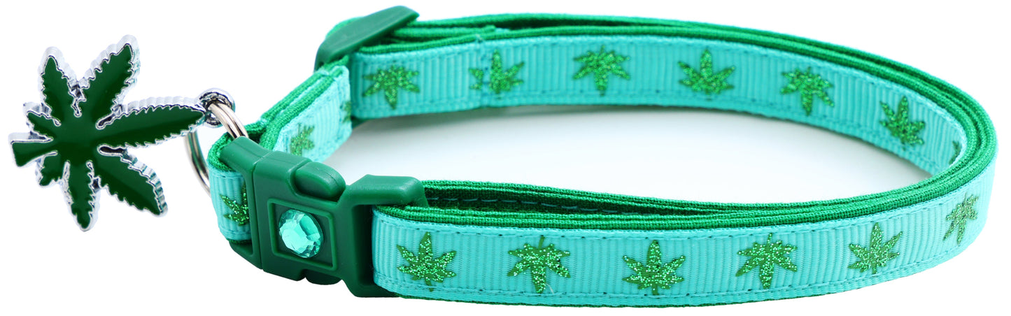 Marijuana Leaves Breakaway Cat Collar