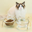 Sparkling Glass Cat Bowl With Elevated Metal Rack - Stylish And Functional Pet Feeder