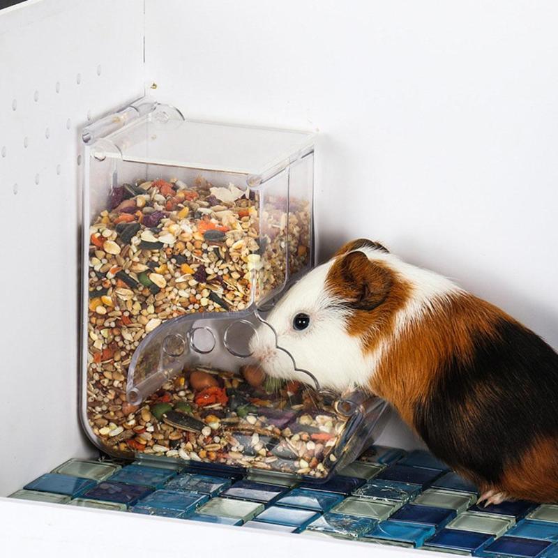 Transparent Plastic Hamster Feeder Food Box - Innovative Fixable Design