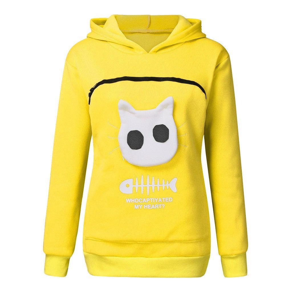 Cat Lover's Cozy Hoodie Sweatshirt With Pet Pocket