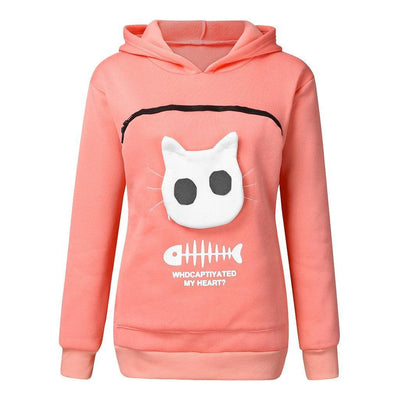 Cat Lover's Cozy Hoodie Sweatshirt With Pet Pocket