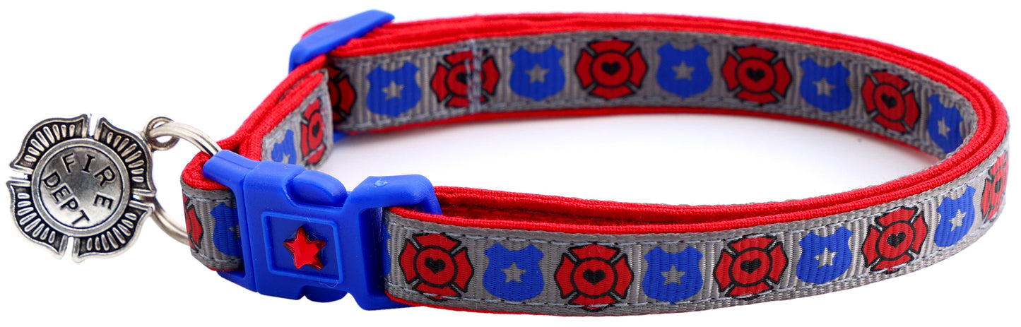 Fire and Police Badges Cat Collar