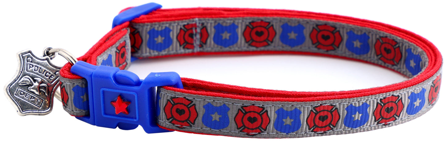 Fire and Police Badges Cat Collar