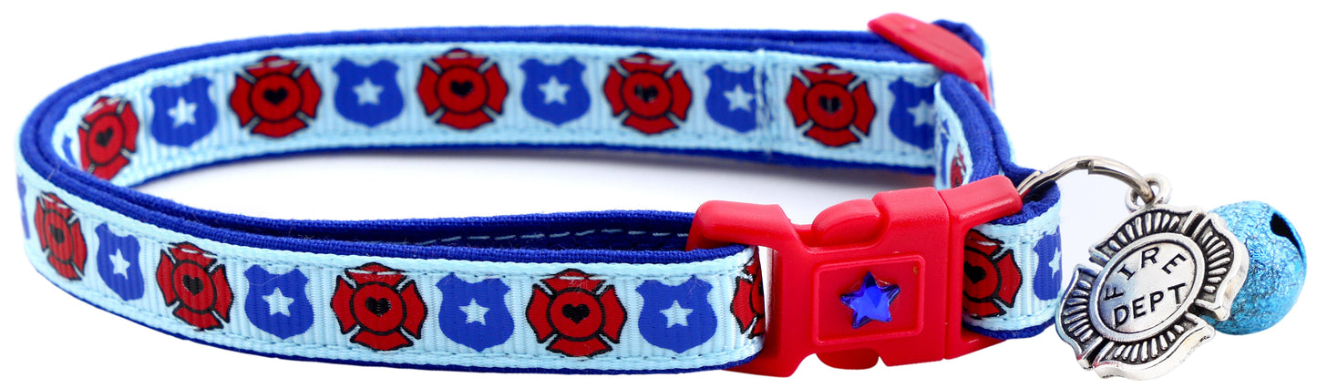 Fire and Police Badges Cat Collar