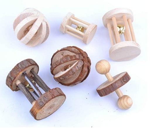 Wooden Pet Toy Combo: Hamster Bunny Parrot Cat Dog Molar Fun!